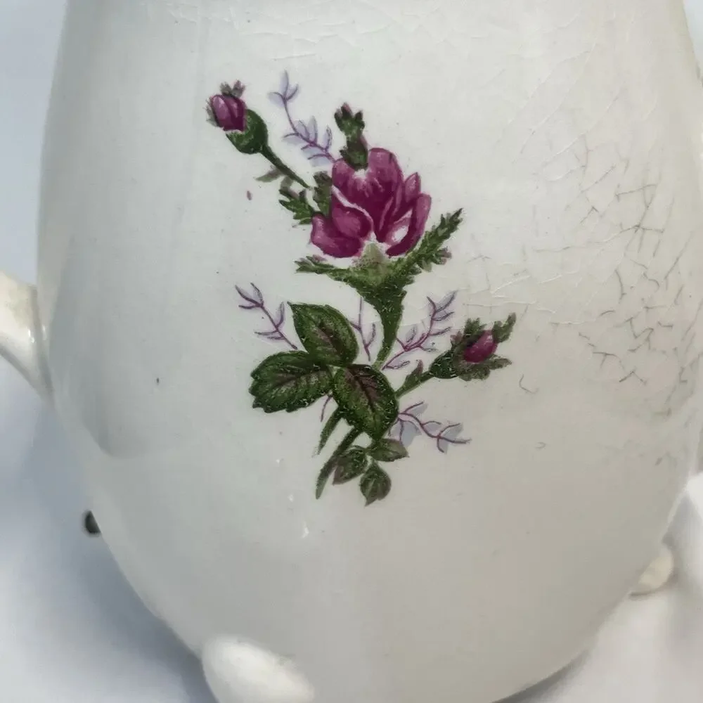 Vintage Electric Porcelain Ceramic Tea Pot Pink Colored Roses Japan *no cord*